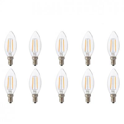 LED Lamp 10 Pack - Kaarslamp - Filament - E14 Fitting - 4W - Warm Wit 2700K