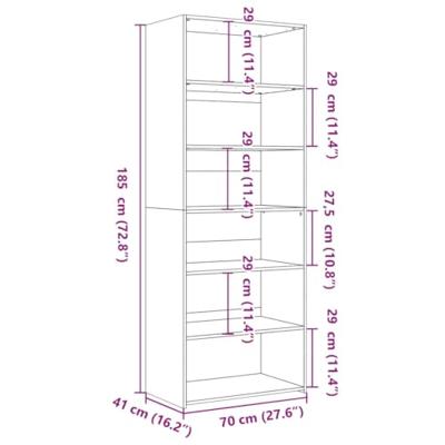 Hoge kast 70x41x185 cm bewerkt hout sonoma eikenkleurig
