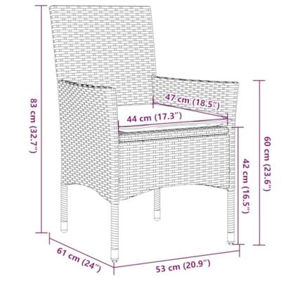 9-delige Tuinset met kussens poly rattan en glas zwart - thumbnail