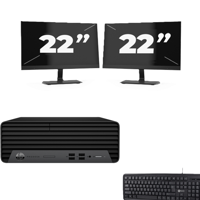 HP ProDesk 400 G7 SFF - Intel Core i5-10e Generatie - 8GB RAM - 256GB SSD - Windows 11 + 2x 22 inch Monitor - thumbnail
