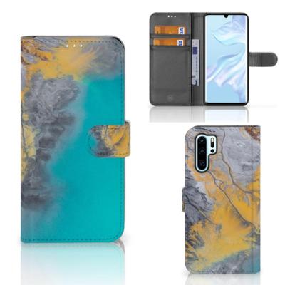 Huawei P30 Pro | Bookcase | Marble Blue Gold