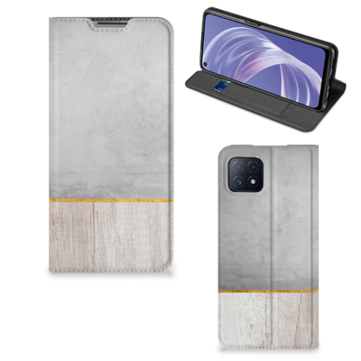 OPPO A73 5G Book | Wallet Case | Wood Concrete OPPO A73 5G Book | Wallet Case | Wood Concrete