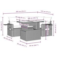5-delige Loungeset met kussens poly rattan bruin - thumbnail