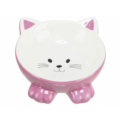 TRIXIE VOERBAK / DRINKBAK KATTENKOP VERHOOGD KERAMIEK ASSORTI 14 CM 150 ML