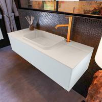 Badkamermeubelset Mondiaz Erin 120 cm met 1 Lade met RIDGE Wastafel Midden Linen met 1 kraangat Greeploos Mat Clay - thumbnail