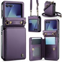 CaseMe Samsung Galaxy Z Flip 7 PU Leren Backcover hoesje met kaarthouder - Paars - thumbnail