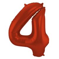 Folieballon Rood Metallic Mat Cijfer 4 - 86 cm - thumbnail