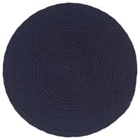 Placemats 6 st rond 38 cm katoen effen marineblauw - thumbnail