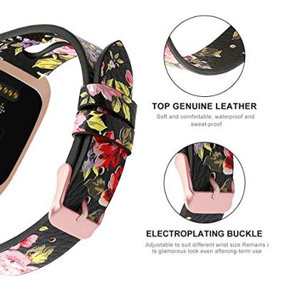 Fitbit Versa 1 / 2 & Lite bandje TPU leer - Bloemenprint - thumbnail