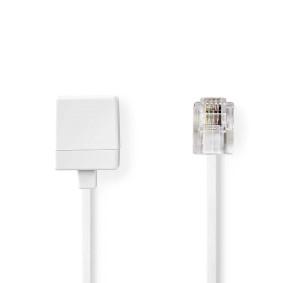 Nedis Telecomverlengkabel | RJ11 Male | RJ11 Female | 5.00 m | Kabel design: Plat | Kabeltype: RJ11 | Wit - TCGL90205WT50