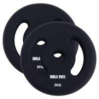 Vinyl halterschijven set 2 x 5 kg zwart - thumbnail