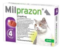 KRKA MILPRAZON ONTWORMINGSTABLETTEN KAT >2 KG 16 MG/40 MG 4 TBL - thumbnail