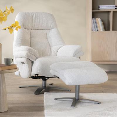 Eleonora Verstelbare Fauteuil 'Caleb' Met voetenbank, kleur Beige