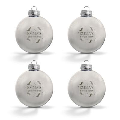 Kerstbal met naam - Zilver - 4 stuks Kerstbal met naam - Zilver - 4 stuks