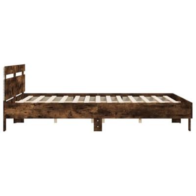 Bedframe met hoofdeinde en LED gerookt eikenkleurig 160x200 cm