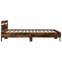 Bedframe met hoofdeinde en LED gerookt eikenkleurig 160x200 cm - thumbnail