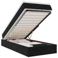 Ottoman bed met matras 90x190cm fluweel zwart - thumbnail