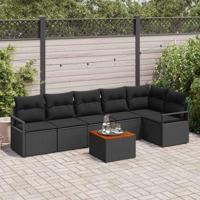 Tuinbankenset met opslag 7 pcs Zwart poly rattan - thumbnail
