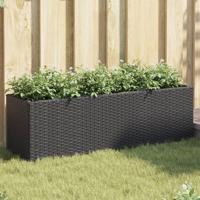 Plantenbakken met 3 potten 2 st 105x30x32 cm poly rattan zwart - thumbnail