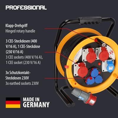 Brennenstuhl Brobusta CEE 4 IP44 kabelhaspel, 40m RN-kabel - thumbnail
