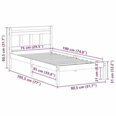 Bedframe Wit Massief grenenhout