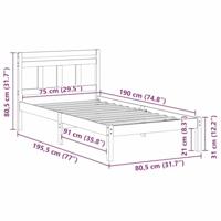 Bedframe Wit Massief grenenhout - thumbnail