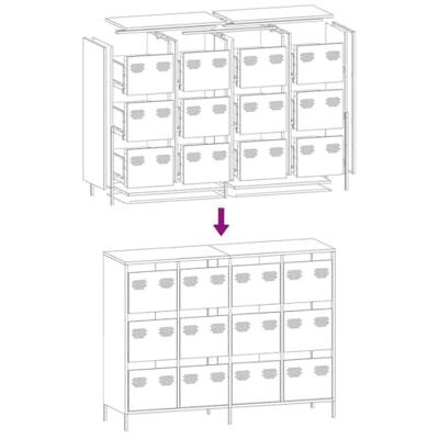 Dressoir 135x39x103,5 cm koudgewalst staal antracietkleurig