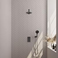 BRAUER Gunmetal Edition thermostatische inbouw regendouche 3-weg omstelling SET 31 met 20 cm douchekop en rechte muurarm en 3-standen handdouche en doucheslang en wandaansluitbocht gunmetal geborsteld PVD - thumbnail