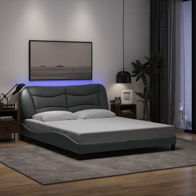 Bedframe met LED zonder matras "Hvar" 160x200 cm stof lichtgrijs