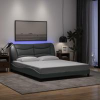Bedframe met LED zonder matras "Hvar" 160x200 cm stof lichtgrijs - thumbnail