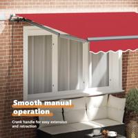 VidaXL Inklapbaar zonnescherm rood 350 x 250 cm stof - thumbnail