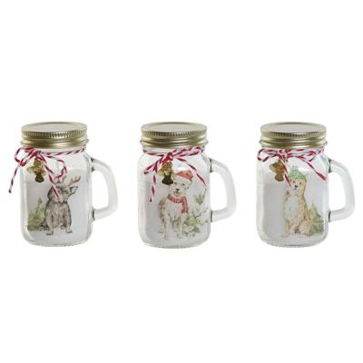 Kaars DKD Home Decor Wit Gouden Kerstmis 8 x 5 x 9 cm (3 Stuks)