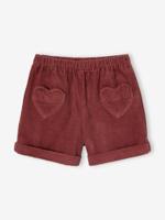 Short van velours met hartvormige zakken voor meisjes, gemakkelijk aan te trekken. oudroze - thumbnail