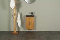 Fonteinmeubel Hout Manuk 38 cm Hangend Hardsteen Massief Teakhout - thumbnail
