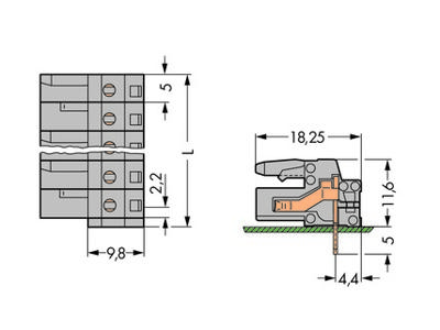 WAGO 232-240 Female behuizing (board) 232 Totaal aantal polen: 10 Rastermaat: 5 mm Inhoud: 50 stuk(s)