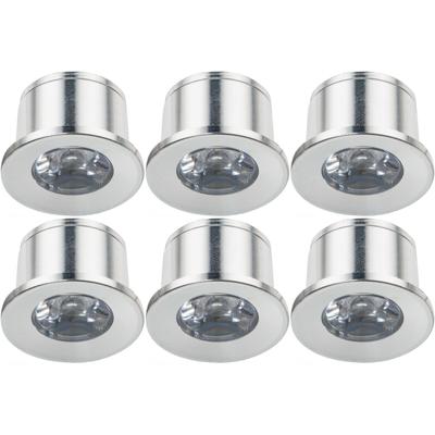 LED Veranda Spot Verlichting 6 Pack - Velvalux - 1W - Natuurlijk Wit 4000K - Inbouw - Dimbaar - Rond - Mat Zilver - Aluminium - Ø31mm