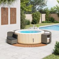 Hottub-ombouw poly rattan massief acaciahout grijs - thumbnail