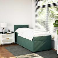 Boxspring met matras fluweel donkergroen 90x190 cm - thumbnail