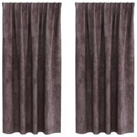 VidaXL Velvet gordijnen met gordijnen 2 pcs bruin 175 x 140 cm fluweel - thumbnail