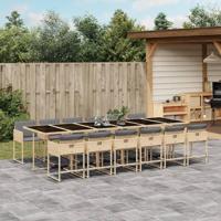 13-delige Tuinset met kussens poly rattan gemengd beige - thumbnail