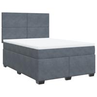 Boxspring met matras fluweel donkergrijs 140x190 cm - thumbnail