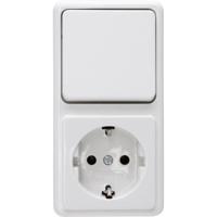 KOPP - Wandcontactdoos - Standard - Opbouw - 1-voudig Stopcontact - 1-voudig Wisselschakelaar - Randaarde - Arctic Glans Wit - thumbnail