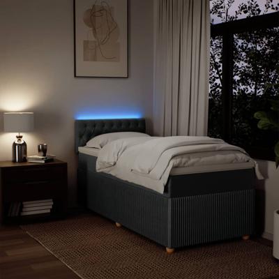 Boxspring met matras stof donkergrijs 90x190 cm
