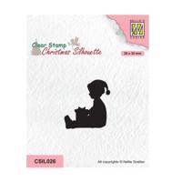 Nellie's Choice • christmas silhouettes clear stempel little boy got a present - thumbnail