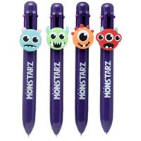Monstarz Monster Meerkleurige Pen (6 kleuren) met bedeltje - thumbnail