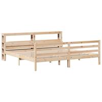 Bedframe met hoofdbord massief grenenhout 200x200 cm - thumbnail