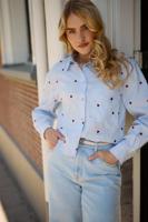 Nukus Blouse Sorrento Heart | Sky/Kiss - thumbnail