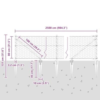 VidaXL Afrasteringspaal zilver 25 x 0,8 m (50 mm gaas) staal VidaXL Afrasteringspaal zilver 25 x 0,8 m (50 mm gaas) staal