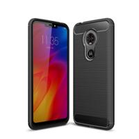 Geborsteld textuur koolstofvezel schokbestendige TPU Case voor MOTO E6 (zwart) - thumbnail