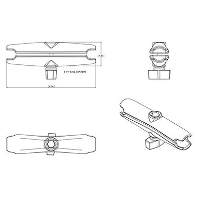 Ram Double Socket Arm - B Size Long